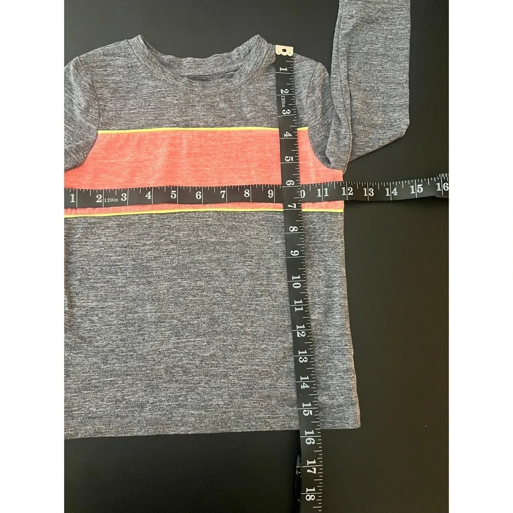 Cat & Jack Toddler Gray Heather Coral Stripe Long Sleeve Tee 2T (1055)